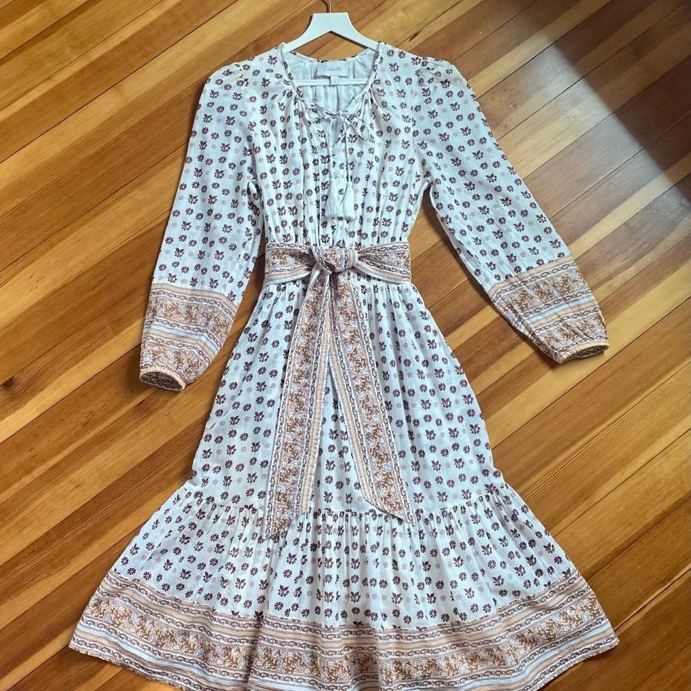 Cleobella White and Brown Midi Dress - Picture 2 of 14